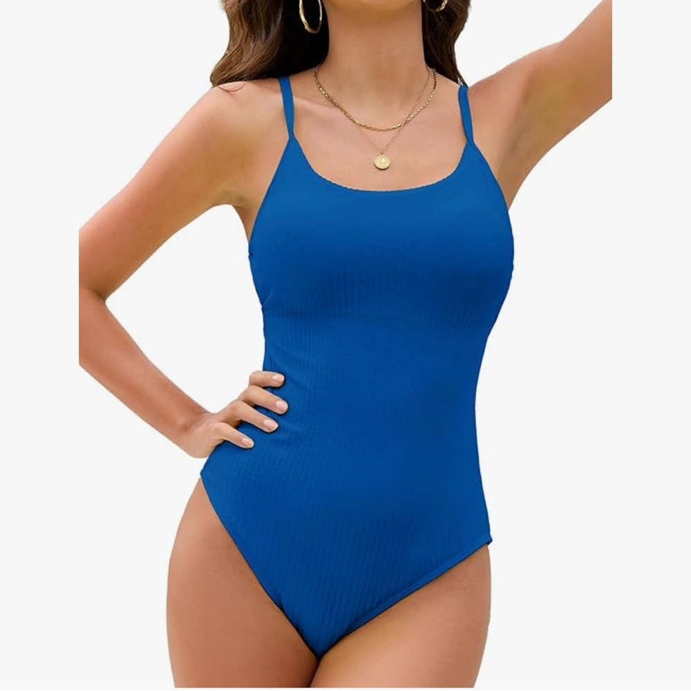 209‎ NWT ZAFUL Women's One Piece Ribbed Open Back Scoop Neck Swimsuit - Size: S